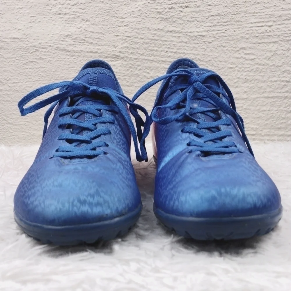 Adidas X TechFit Royal Blue Round Toe Lace Up Low Top Astro Turf Football Shoe